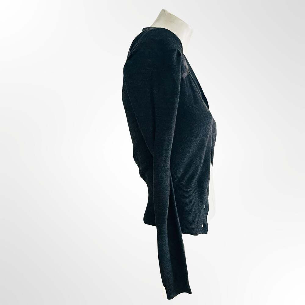 Gray Flower Applique Cardigan Sweater Womens Size S Y2K