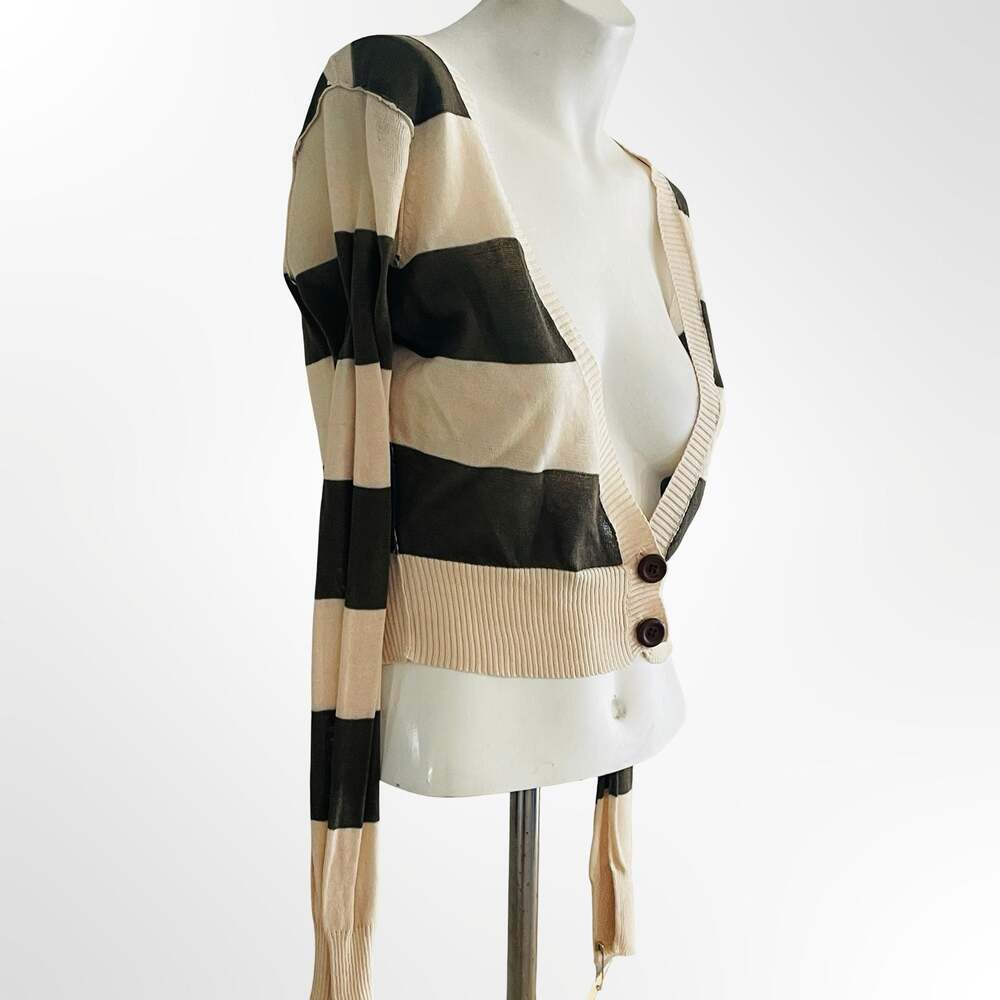 Joie California Striped Cropped Cardigan Sweater Large