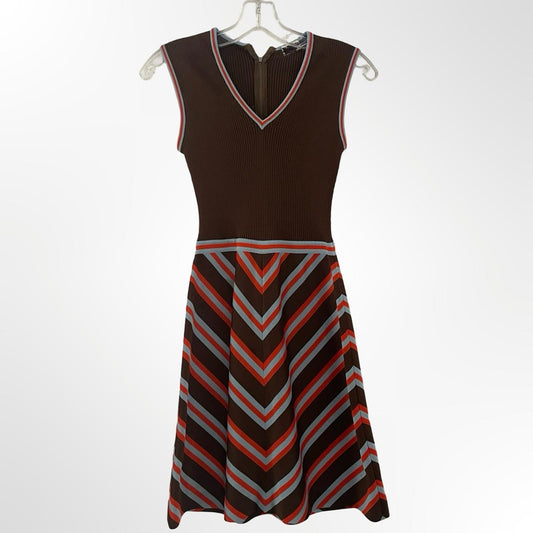 Unbranded Sleeveless Brown Chevron Striped Dress in size S