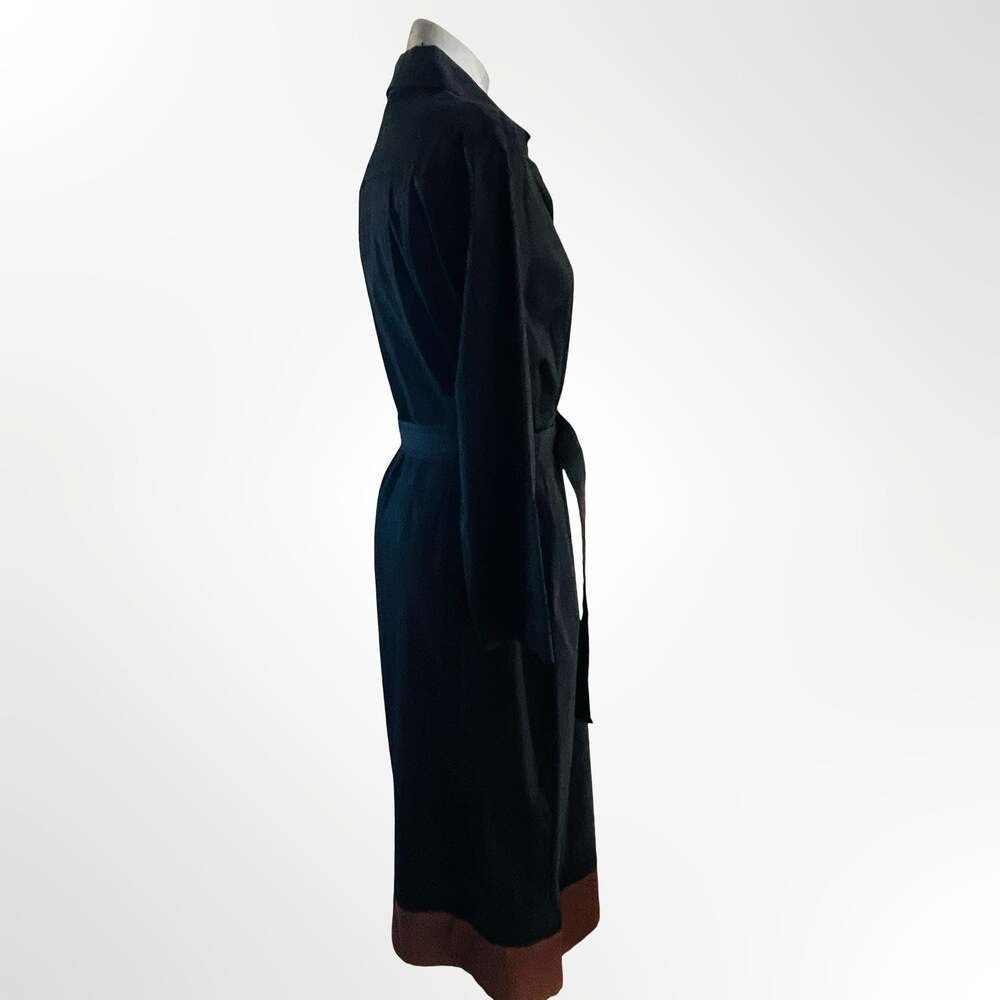 HUGO BOSS Black and Brown Colorblock Belted Midi Shirt Dress