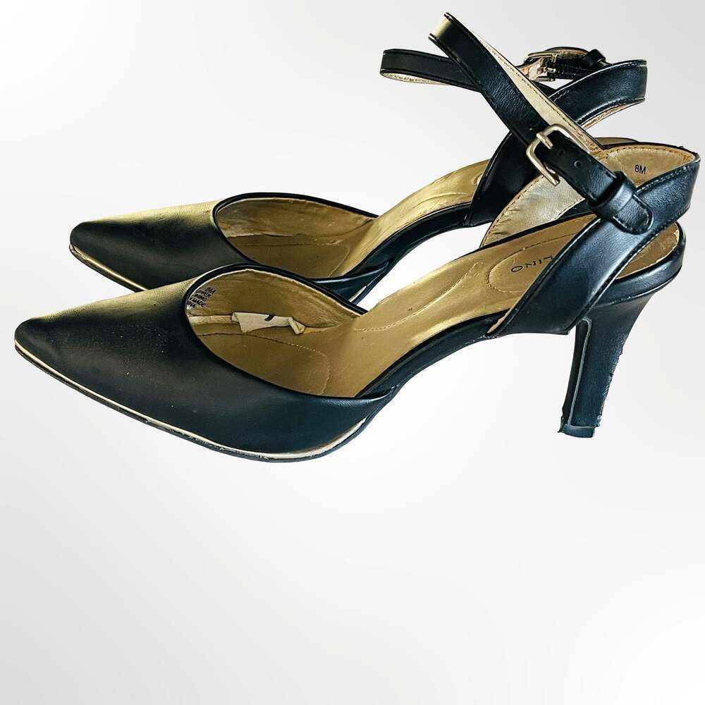 Bandolino Black Pointed Toe Ankle Strap Heels