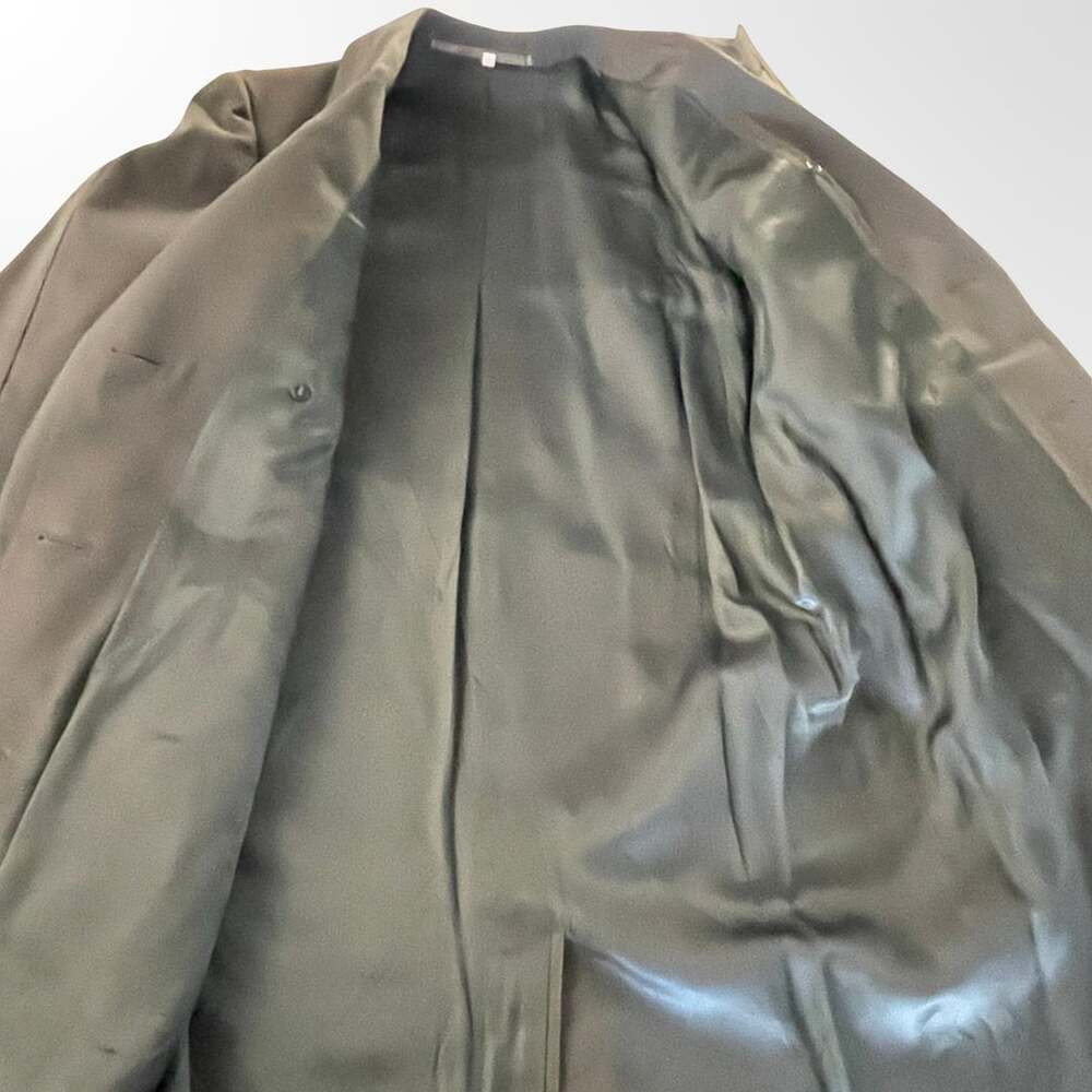 Vintage 1980s Men's Charcoal Grey Double-Breasted Long Dress Coat Size 42