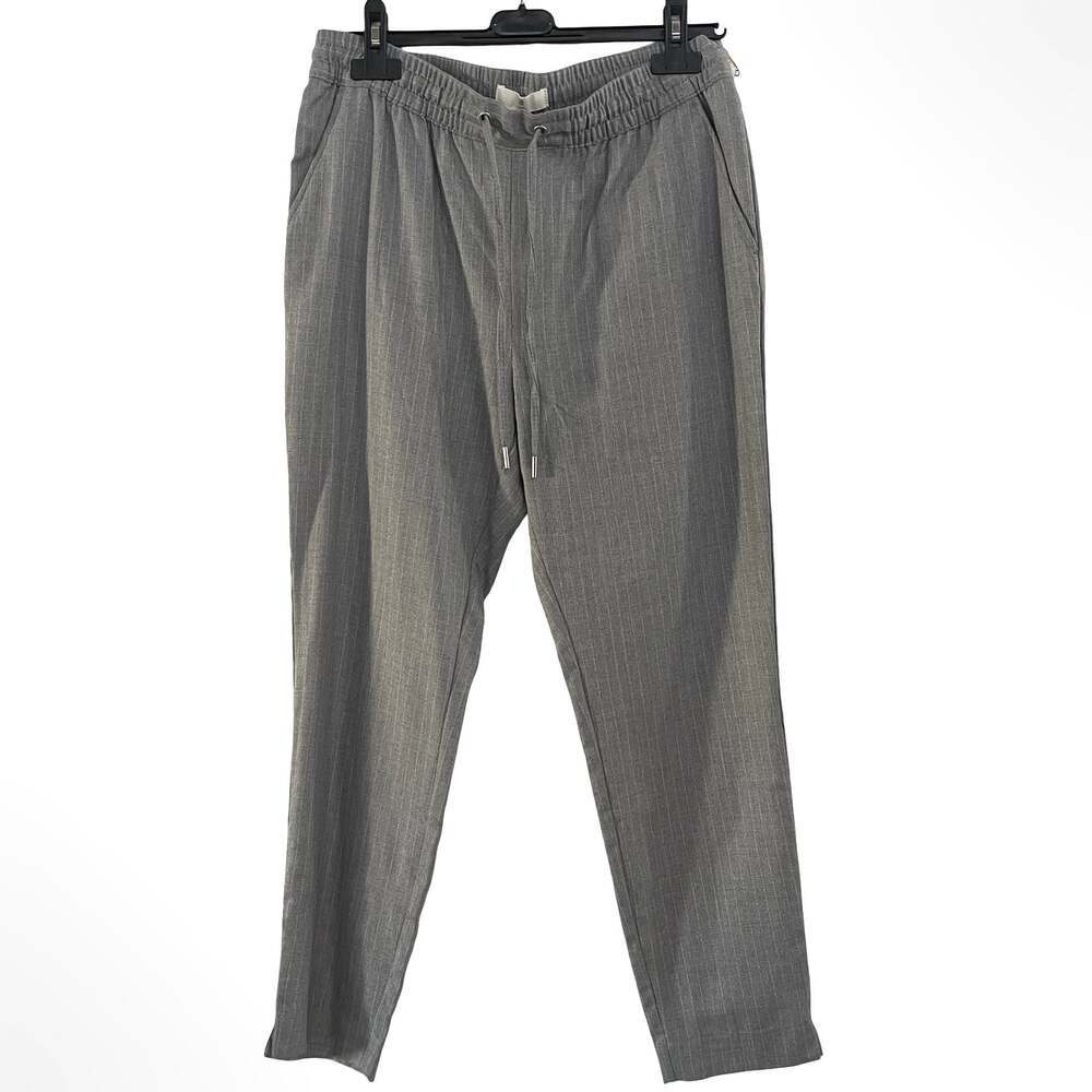 H&M L.O.G.G. Gray Pinstripe Elastic Waist Drawstring Casual Trousers