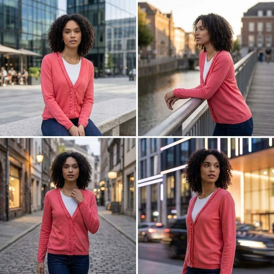 Ann Taylor Pink Cardigan Sweater with Satin Trim V-Neck Size S