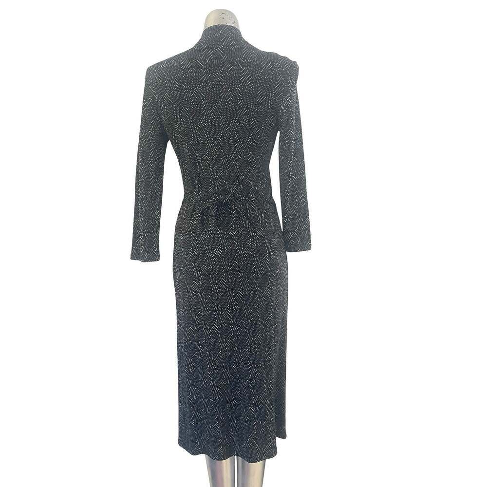 Banana Republic Black Metallic Dot Print V-Neck Midi Wrap Dress