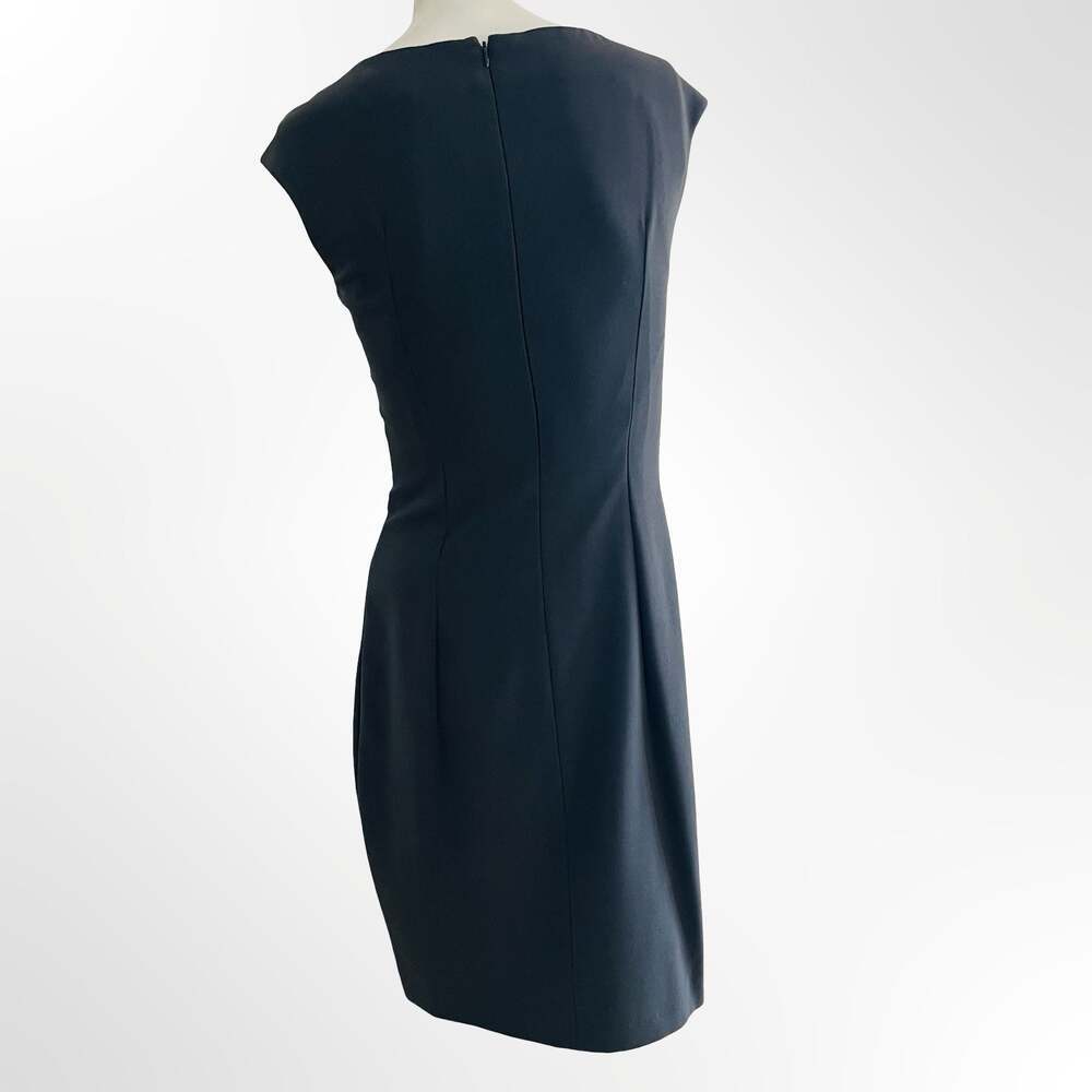 Marc New York Andrew Marc Black Square Neck Patent Trim Sheath Dress