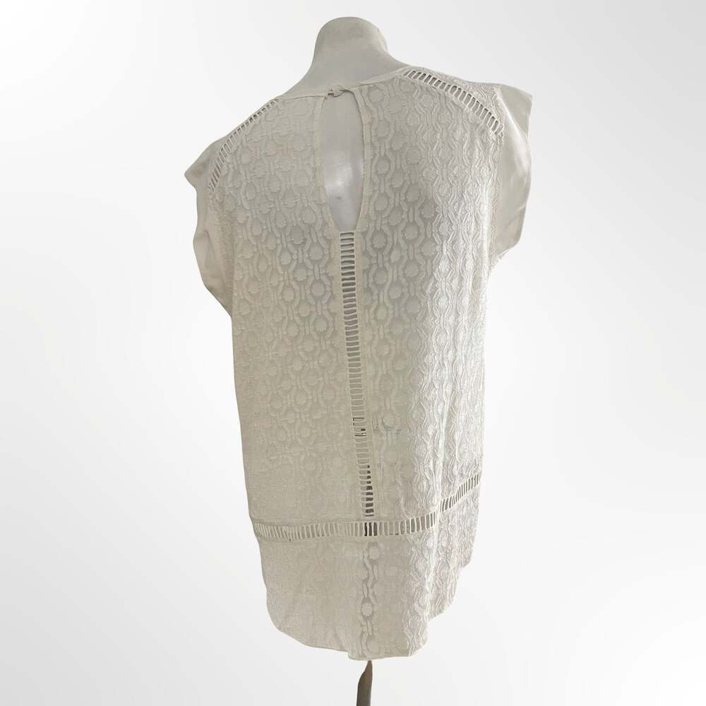 Unbranded White Linen Blend Tunic Blouse Top