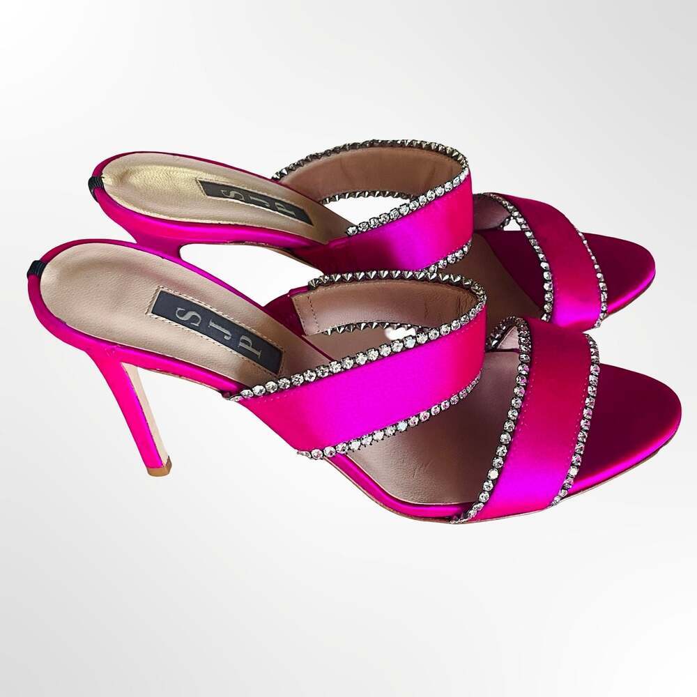 SJP by Sarah Jessica Parker Blossom Rhinestone-Embellished Satin Slide Heels