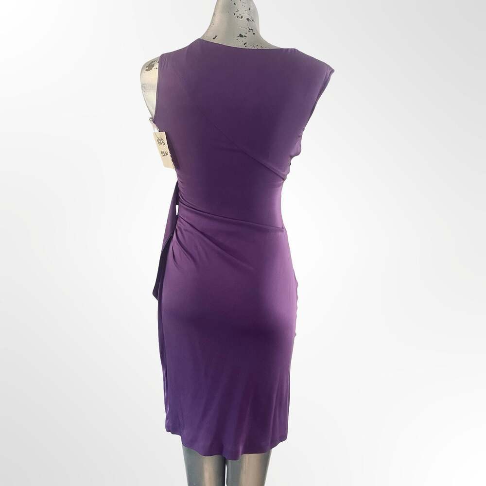 Diane von Furstenberg Sleeveless Ruched Jersey Sheath Dress in Purple