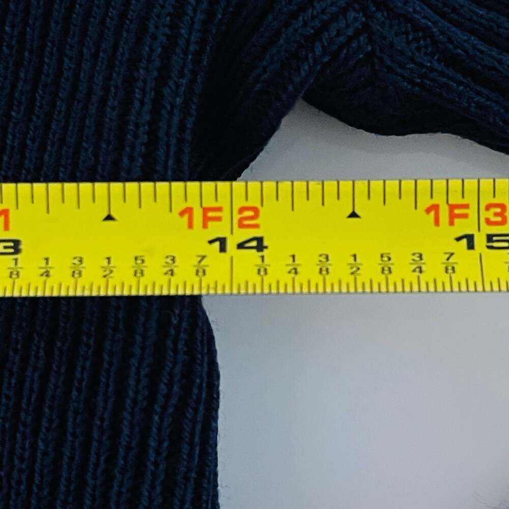 Andros Navy and Red Striped Long Sleeve Ribbed Knit Sweater