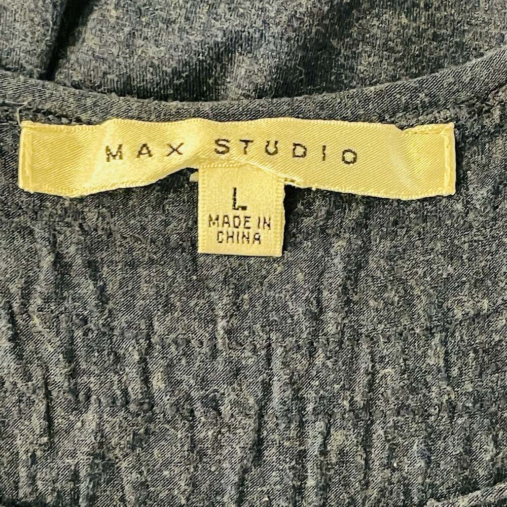 Max Studio Blue Sleeveless Rayon Spandex Pleated Neck A-Line Dress Size L