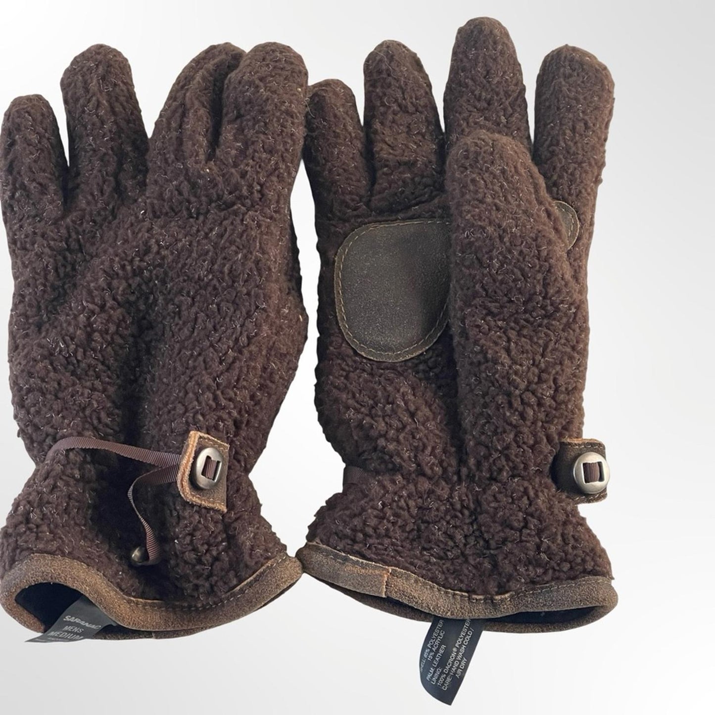 SARANIC Cozy Brown Sherpa Gloves in Medium