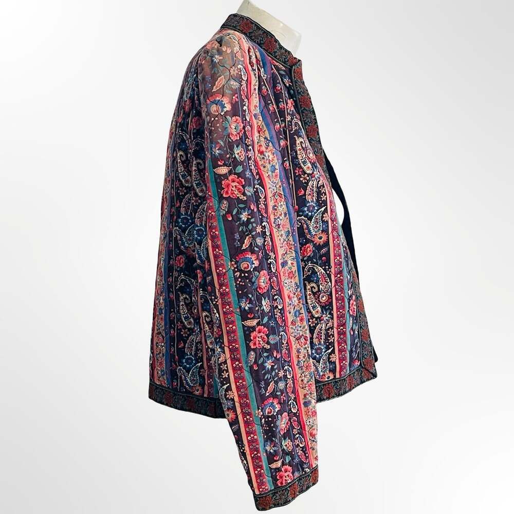 Vintage Floral Quilted Open Front Jacket