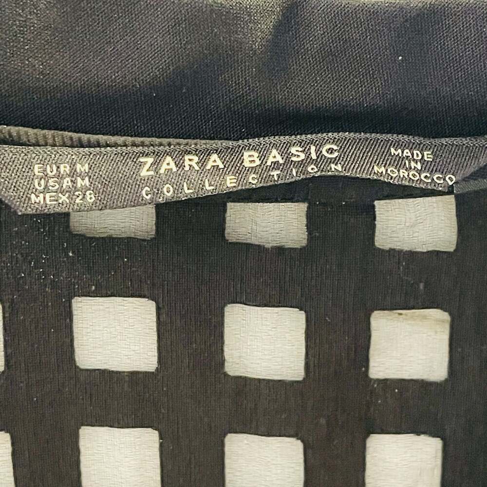 Zara Basic Collection Black Semi-Sheer Windowpane Check Bomber Jacket