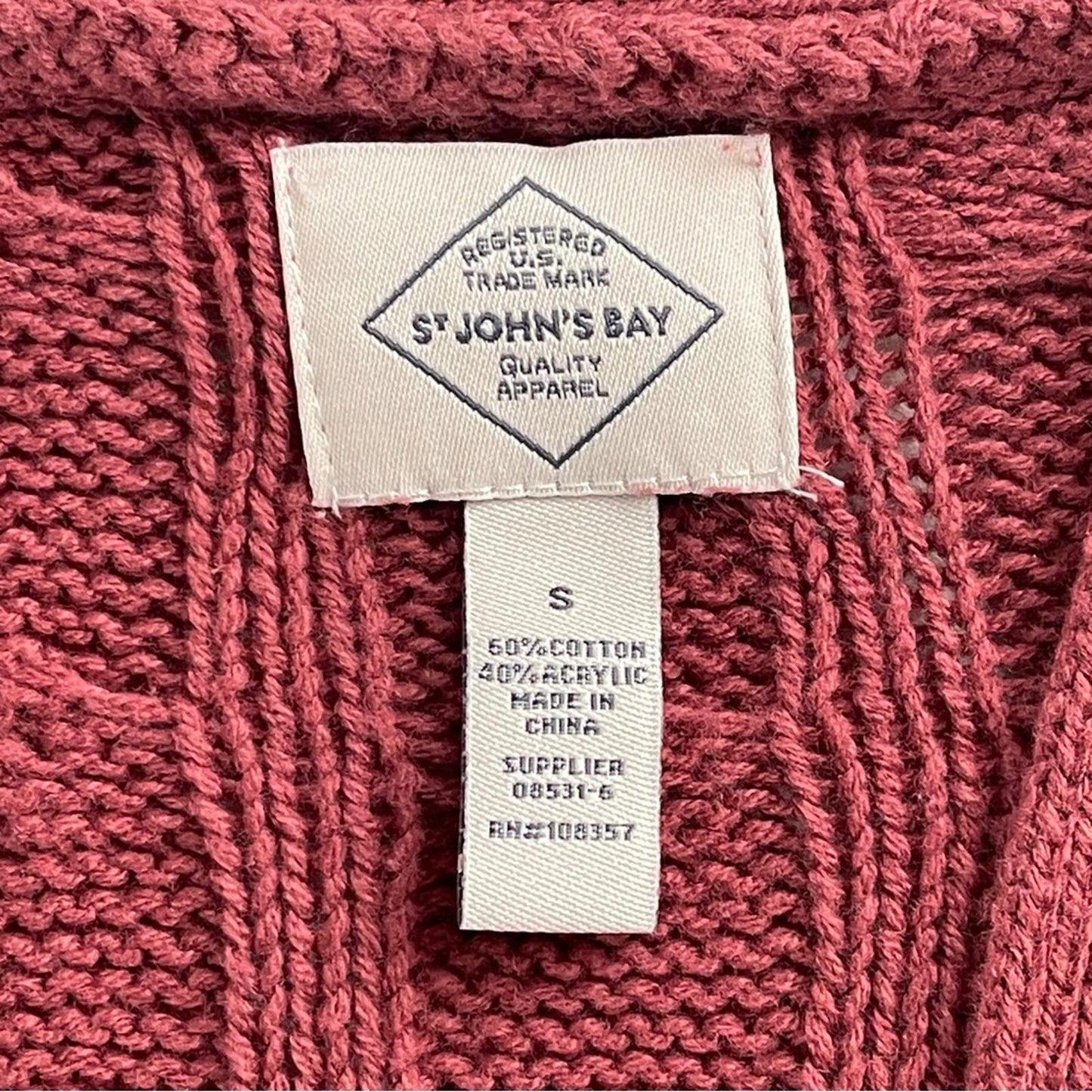 St. John's Bay Textured Knit Cardigan in Deep Red in size S