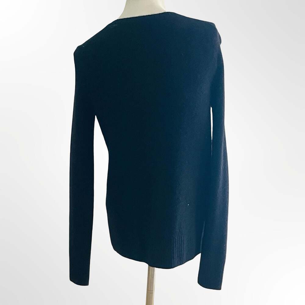 Women's Black Cashmere Crew Neck Button Front Cardigan Sweater