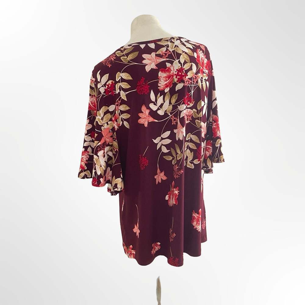 Charter Club Womens L Red Combo Printed Blouse Top