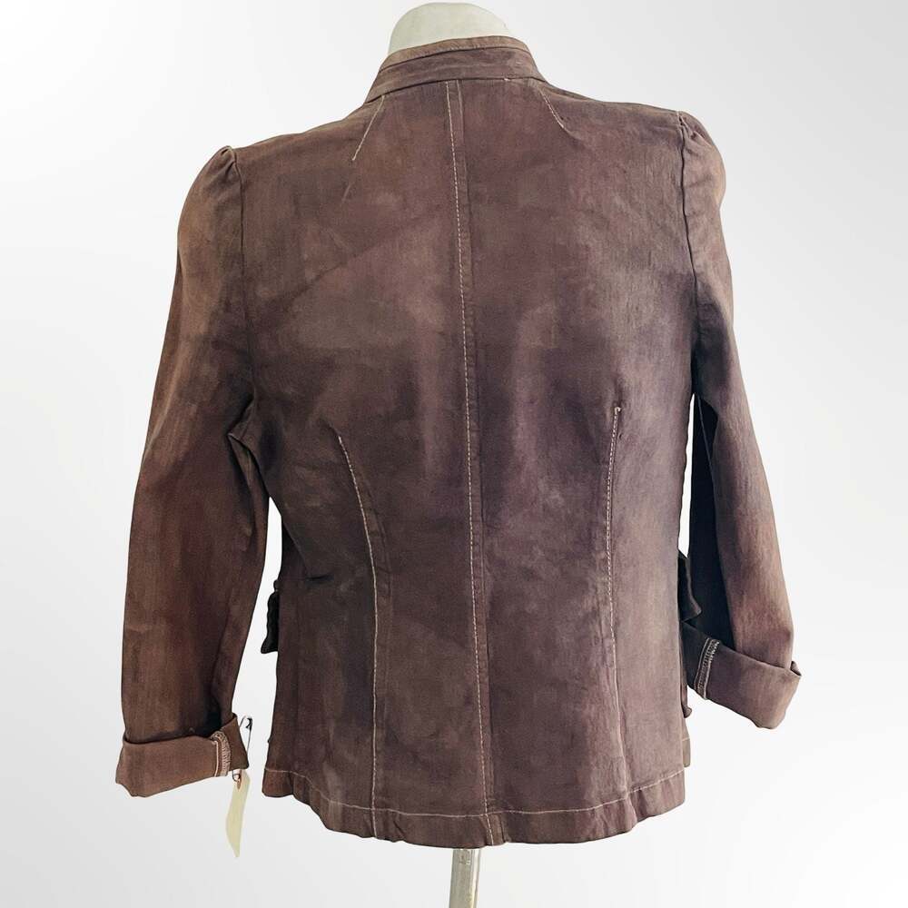 Picasso Style Jean PsJ Women's Brown Suede Military-Style Jacket XS