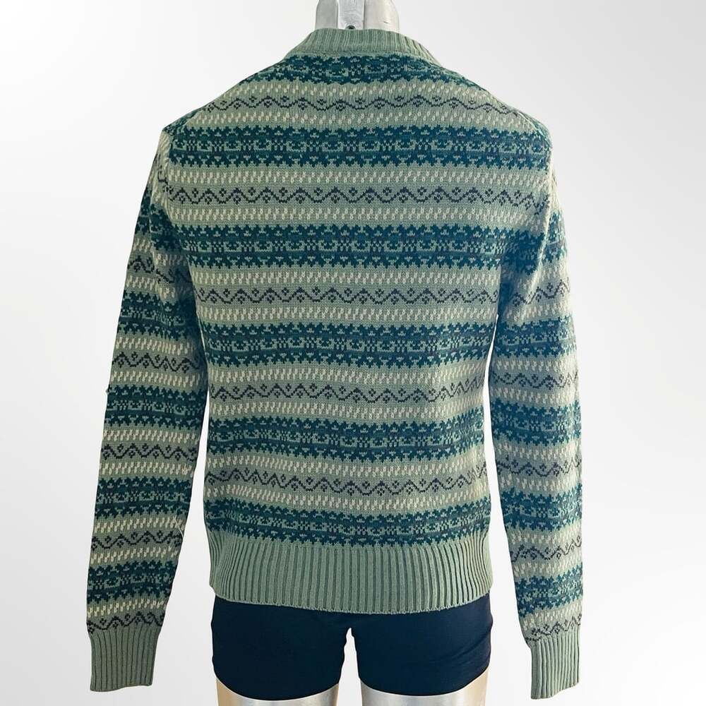 Vintage Landmark 1980s Fair Isle Pattern Acrylic Crewneck Sweater Green Size L