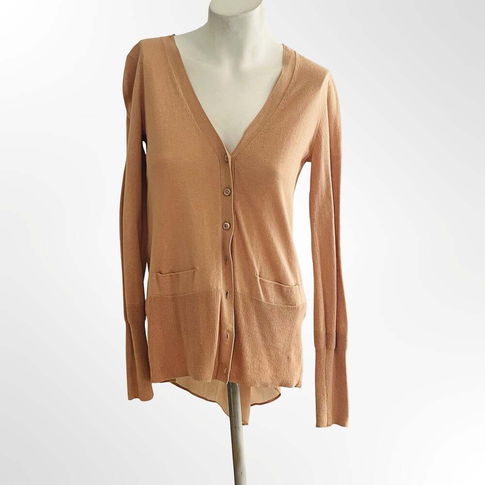 Vera Wang Light Weight High-Low Cotton Cardigan with Back Detail