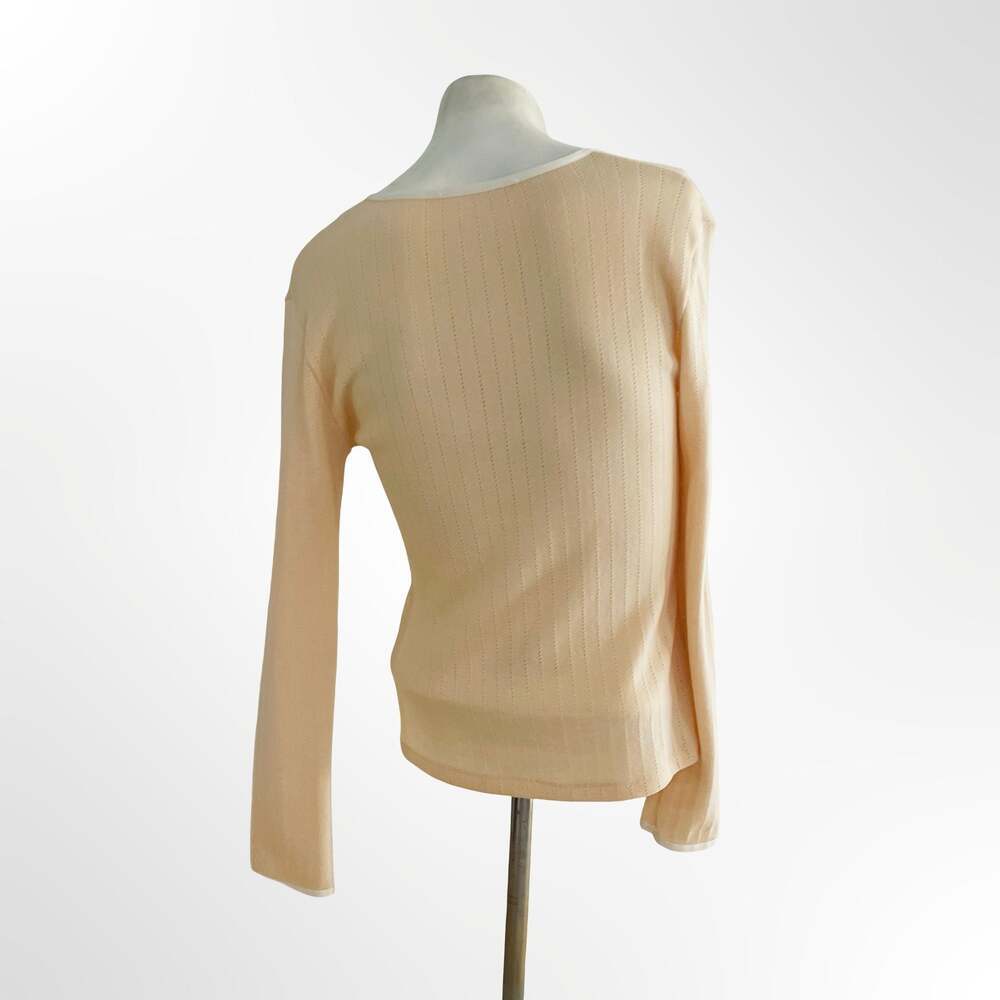 Womens Peach Ribbed Knit V-Neck Button Down Cardigan Sweater