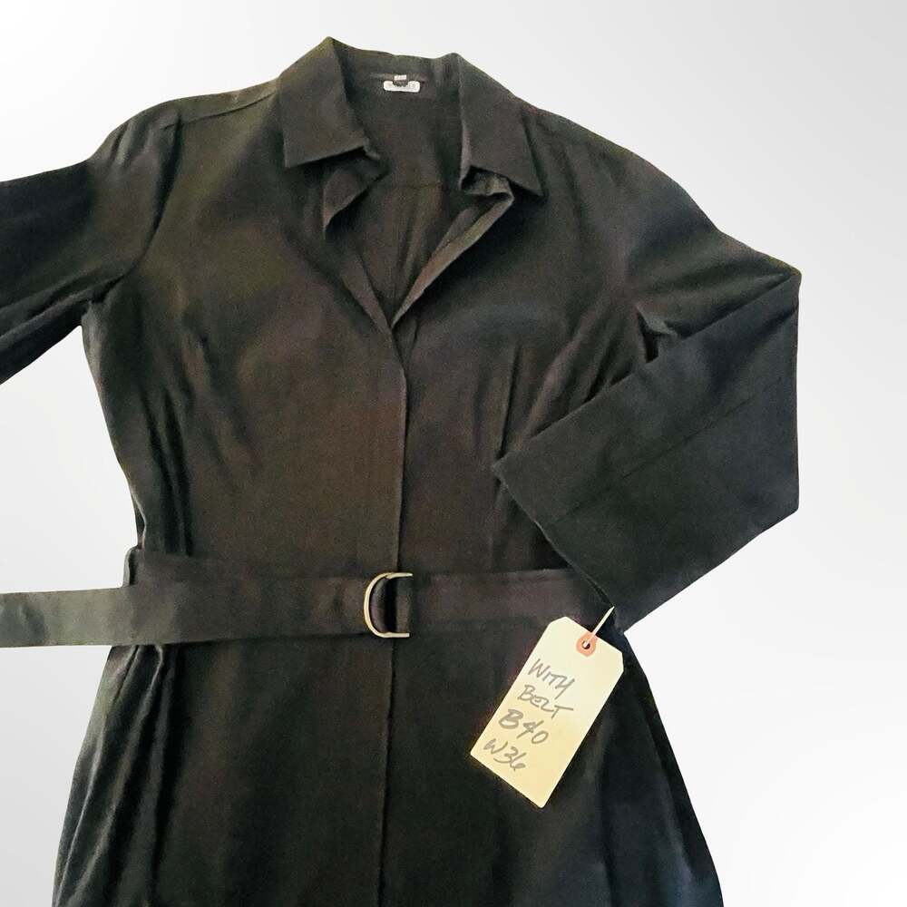 HUGO BOSS Black and Brown Colorblock Belted Midi Shirt Dress