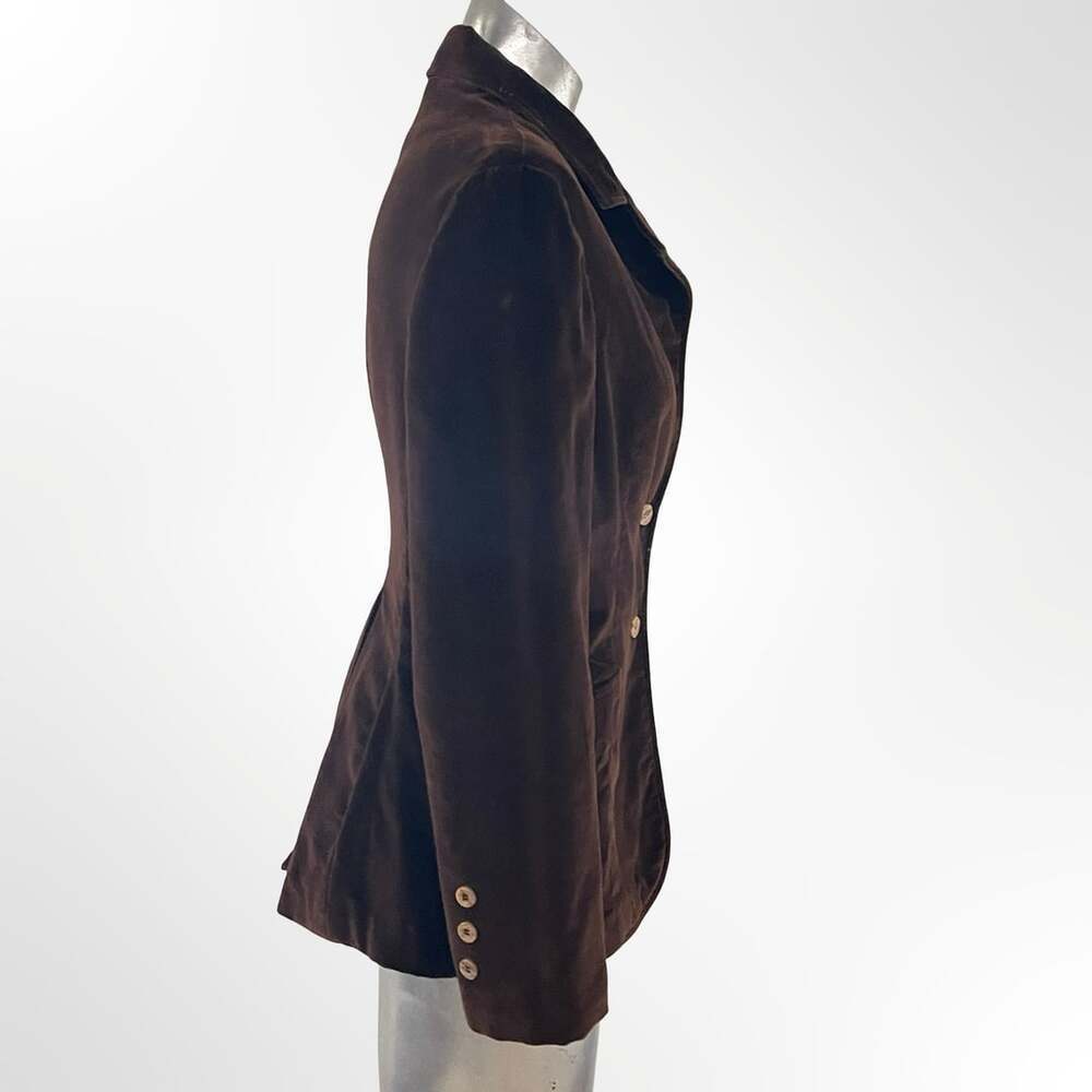 Multiple Choice Vintage Brown Velvet Blazer Jacket with Peak Lapels