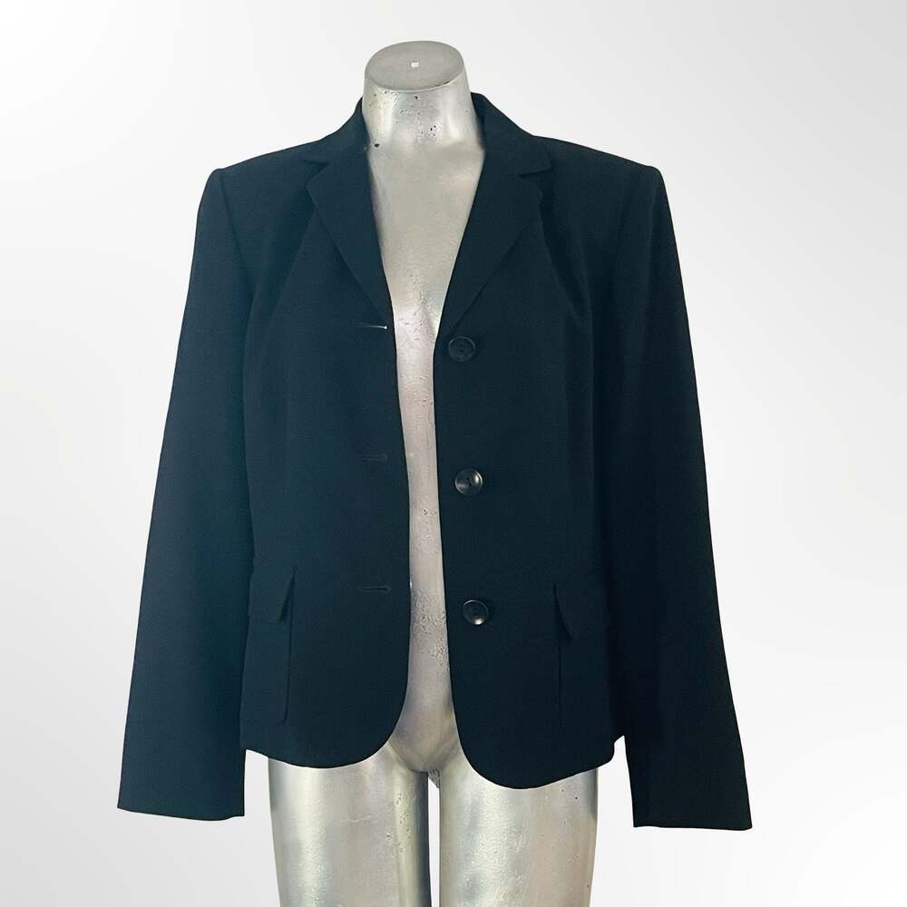 Talbots Women's Black 100% Wool Three-Button Blazer Size 12