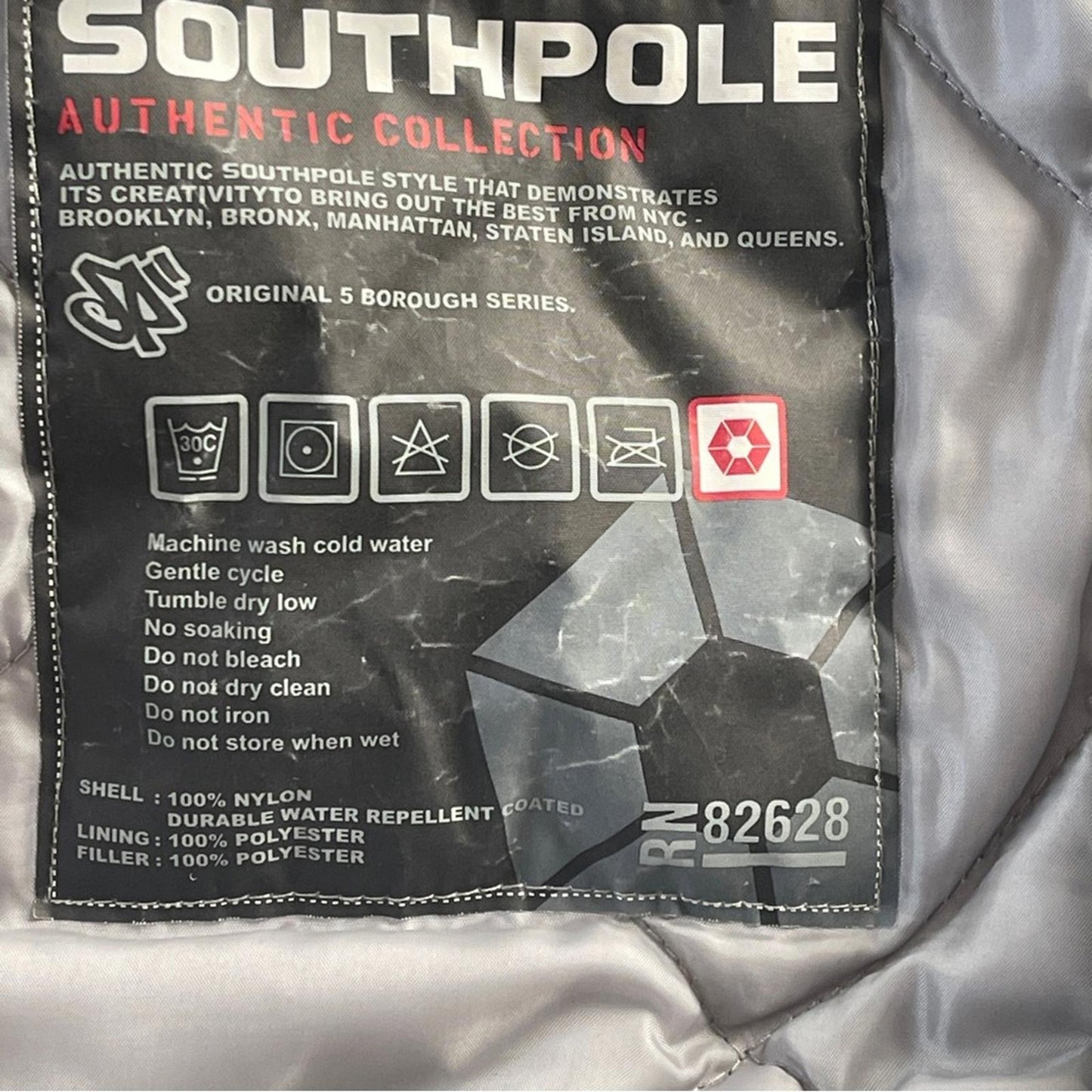 South Pole Men's Gray Puffer Jacket in XL