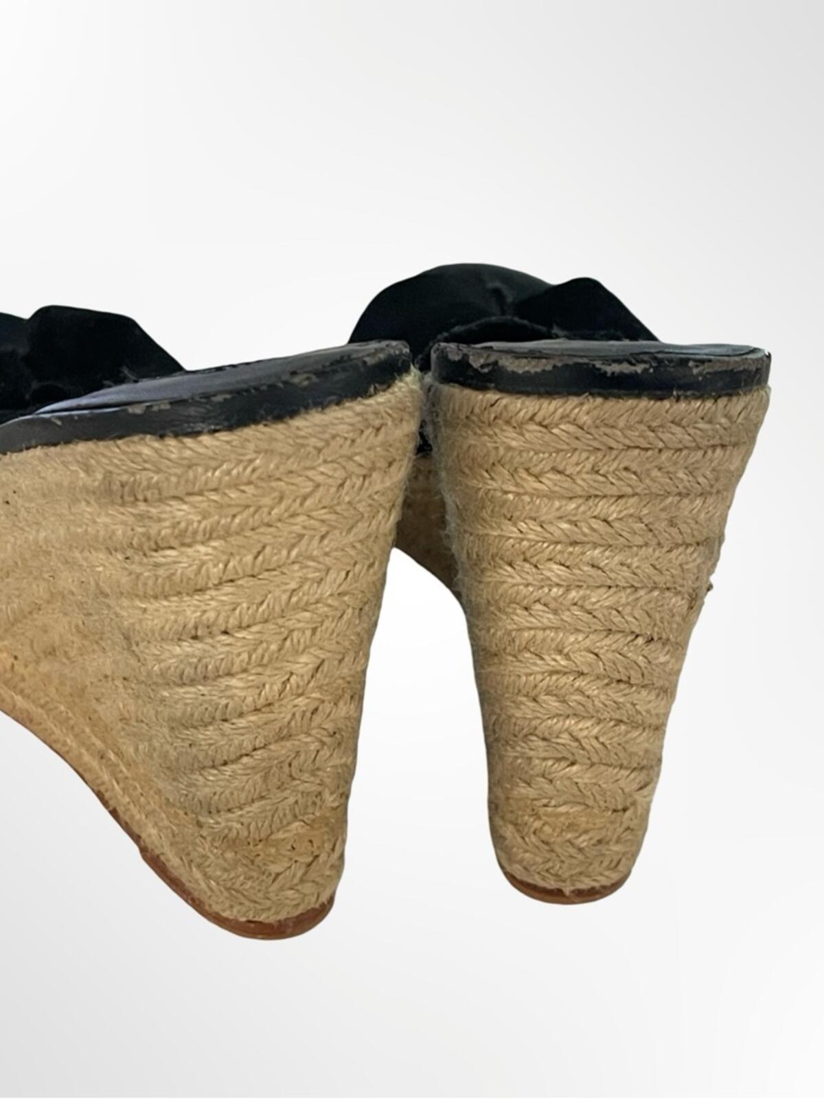 Charles David Black Suede Espadrille Wedge Mules in size 9.5