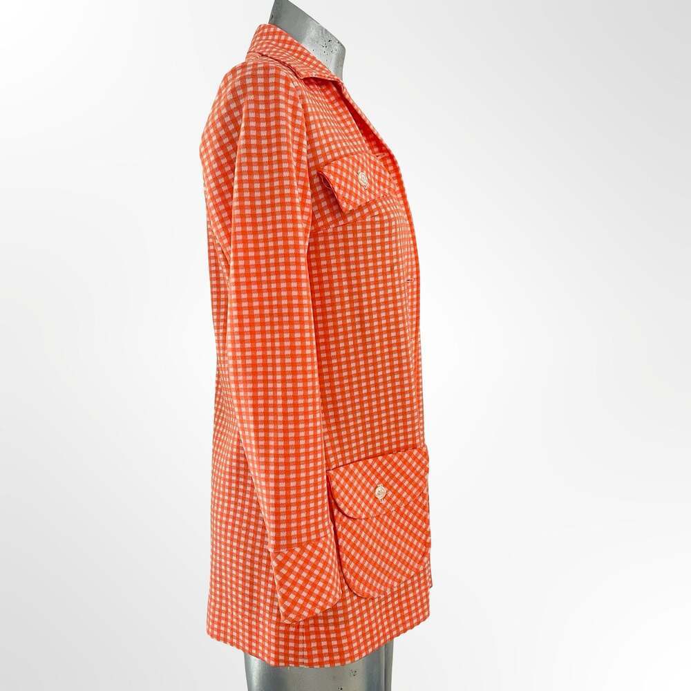 Vintage 1970s Joseph Magnin Orange and White Gingham Jacket