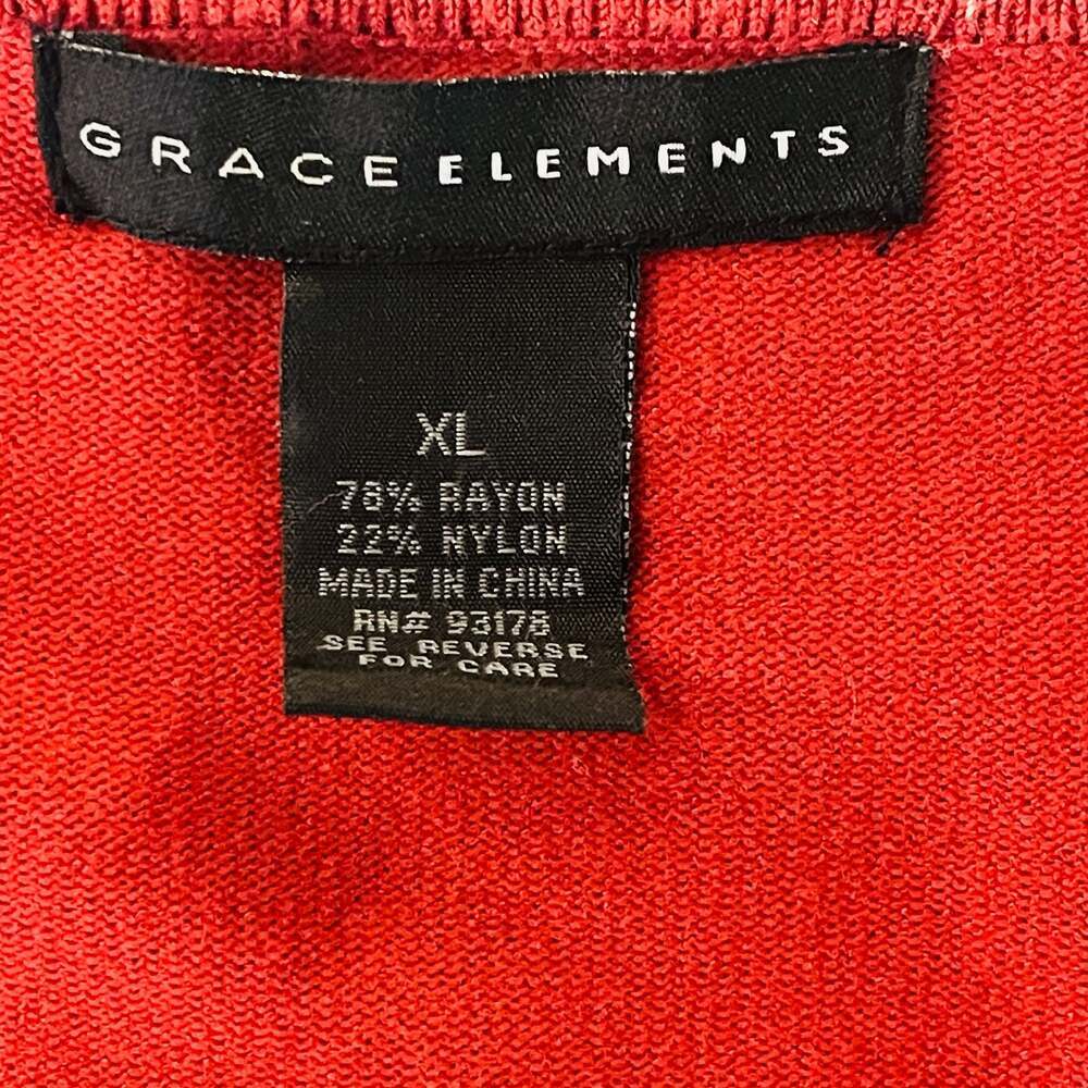 Grace Elements Red Button Down Cardigan Sweater Size XL Rayon Nylon