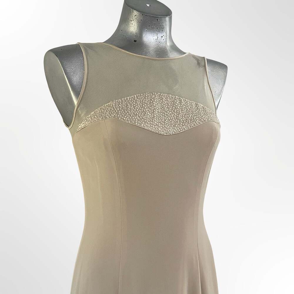 Black Tie by Oleg Cassini Sleeveless Embellished Illusion Neckline Maxi Dress