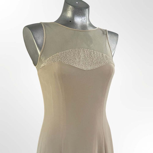 Black Tie by Oleg Cassini Sleeveless Embellished Illusion Neckline Maxi Dress