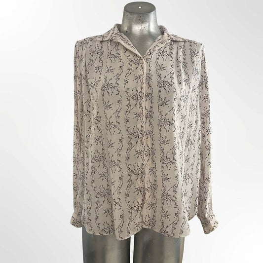 H&M Long Sleeve Button-Up Floral Blouse