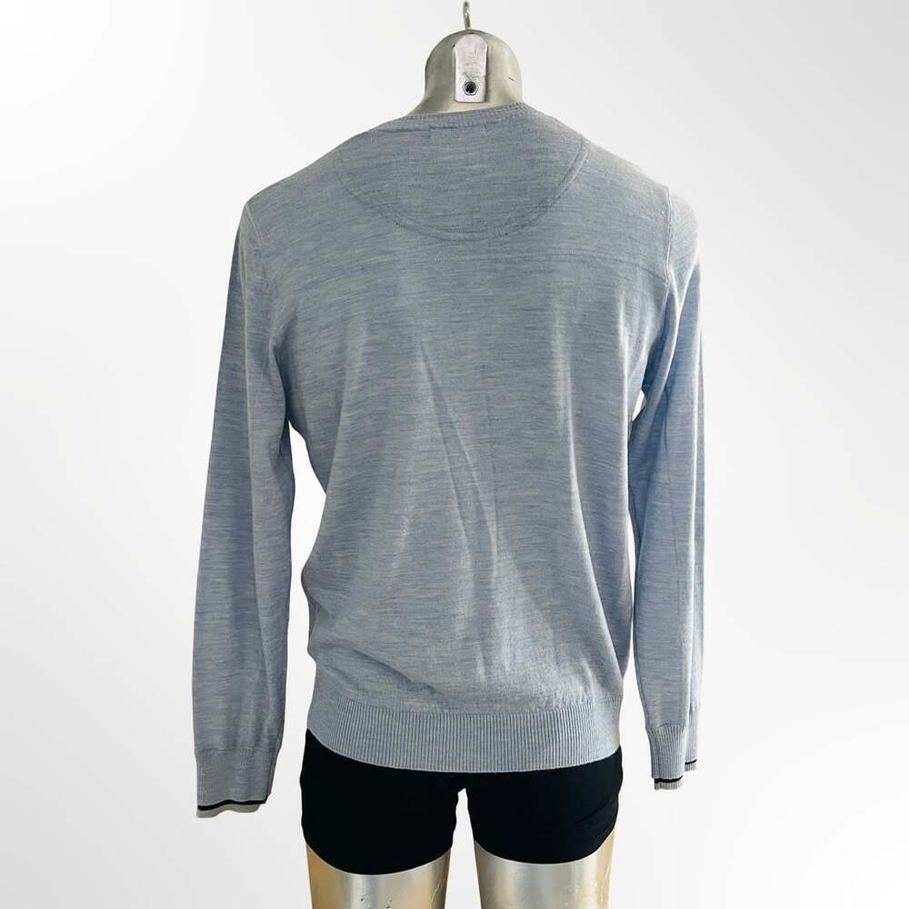Murano Men's Extra Fine Merino Wool Crew Neck Sweater Light Blue Size L