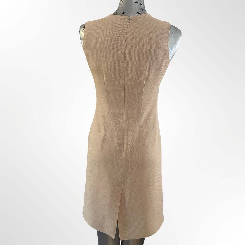 Vintage Textured Knit Sleeveless Sheath Dress with Geometric Print Lining