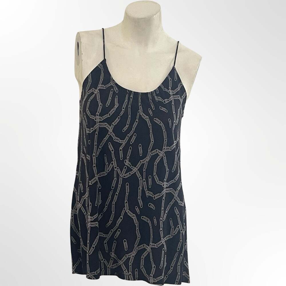 Tucker Black Paperclip Chain Print Silk Camisole Tank Top