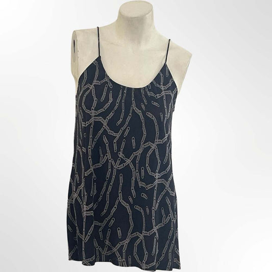 Tucker Black Paperclip Chain Print Silk Camisole Tank Top