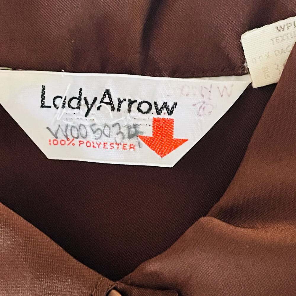 Vintage 70s Lady Arrow Brown Long Sleeve Button Down Shirt Polyester