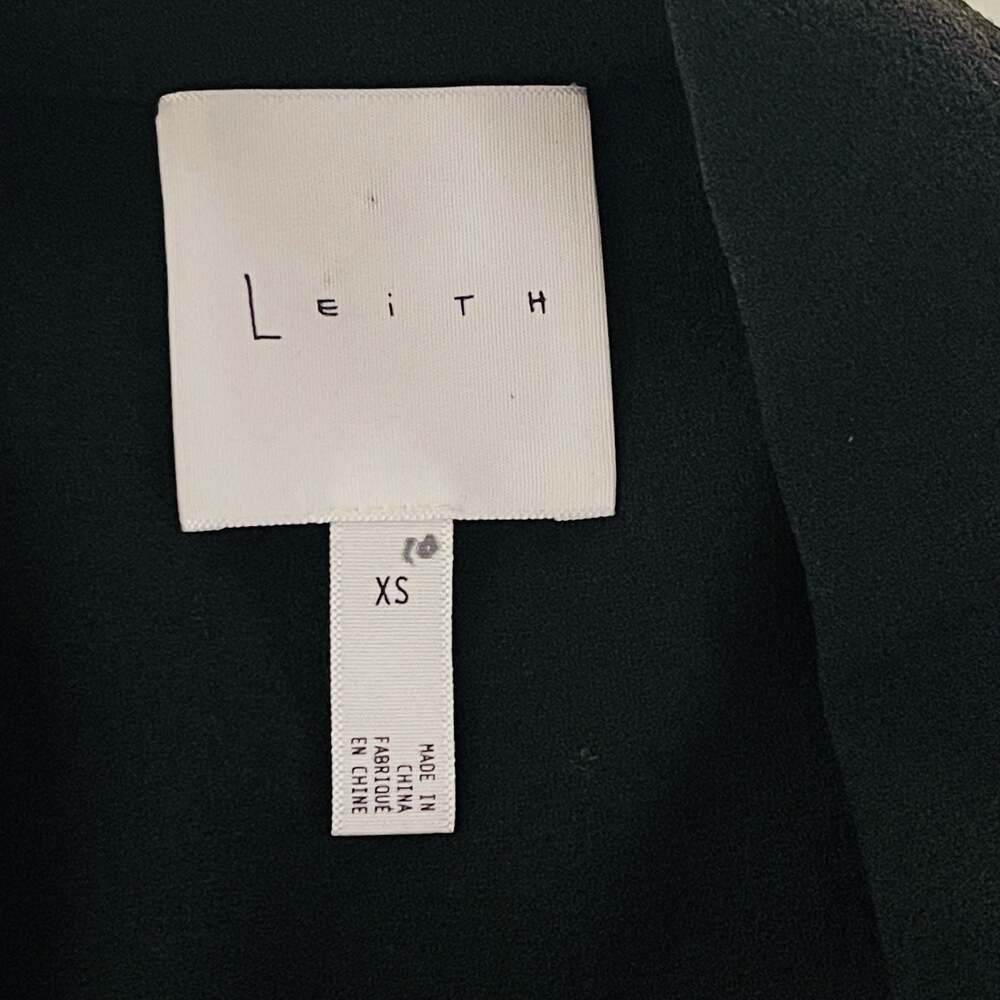 Leith Women's Raw Edge Crepe Asymmetrical Moto Jacket, Black, Size XS