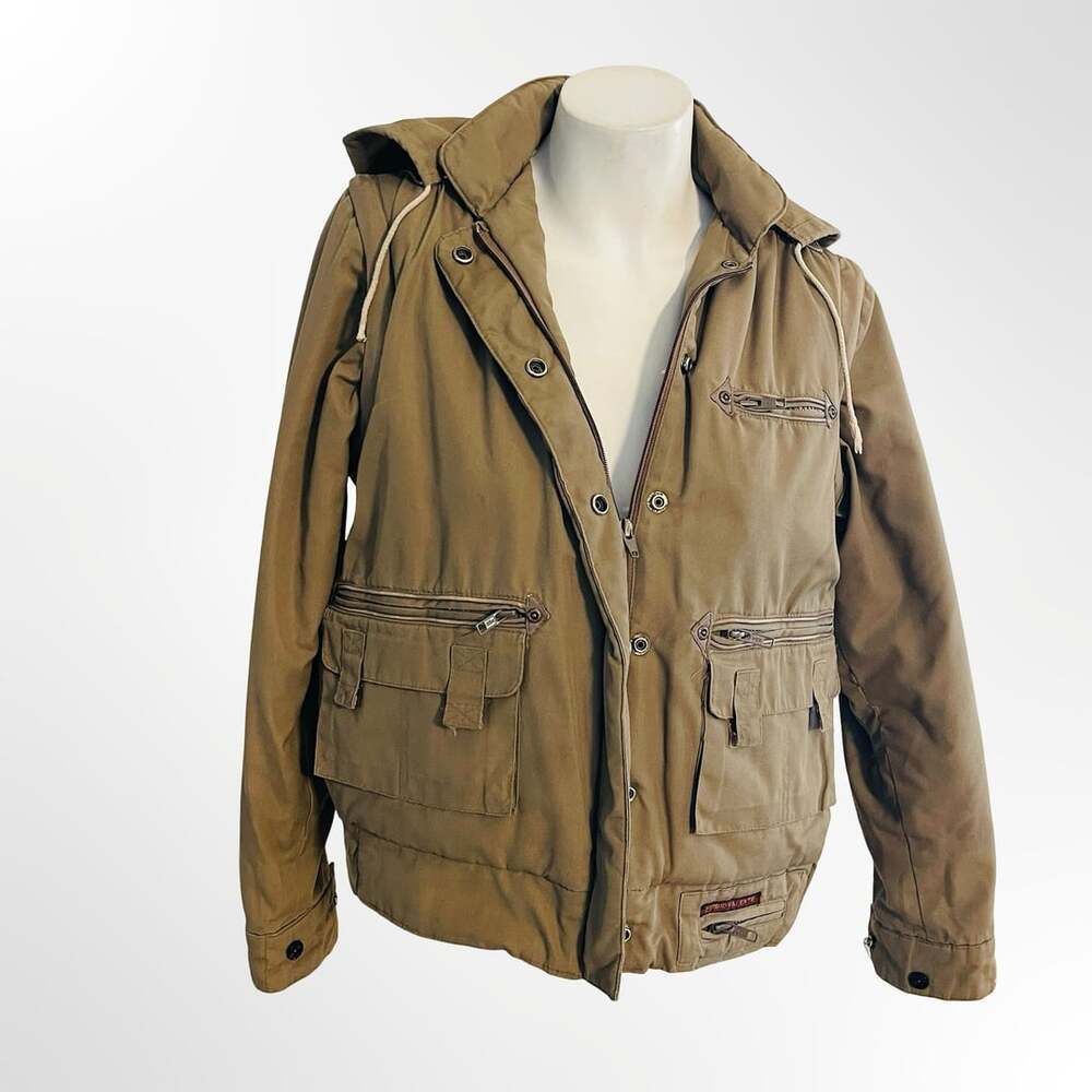 Sergio Valente Vintage Women's Khaki Sherpa Lined Utility Jacket Size S
