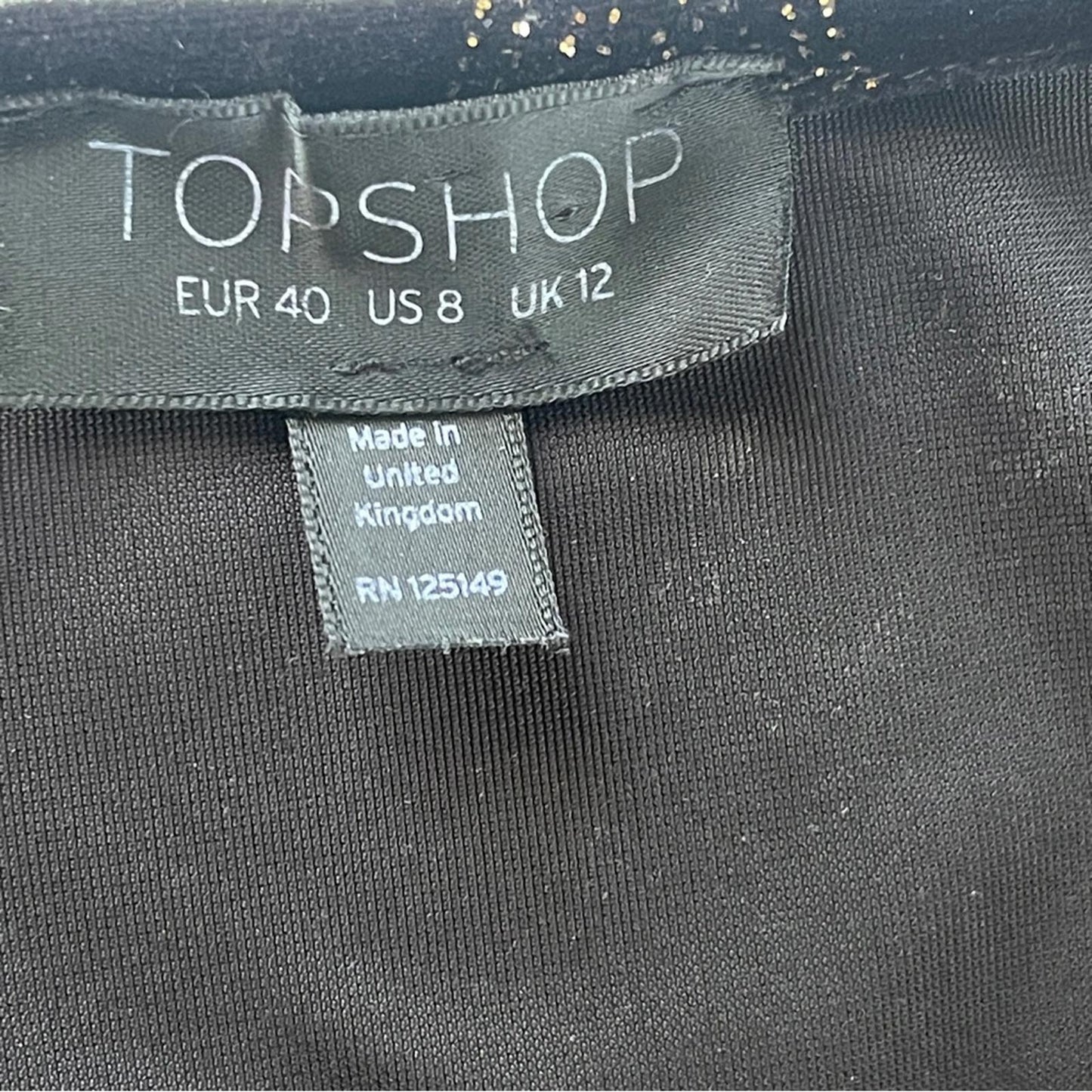 Topshop Black and Gold Geometric Dress in size 8