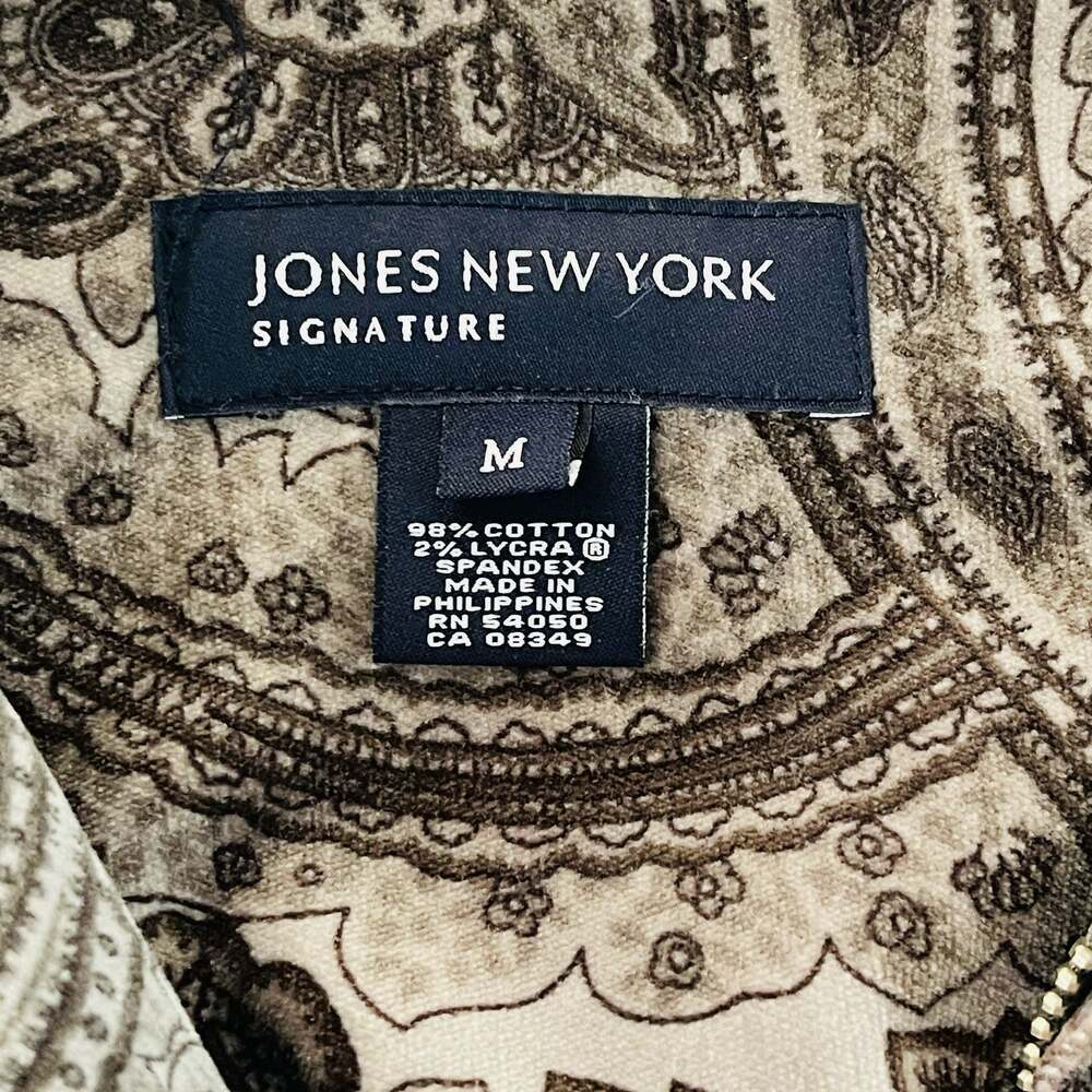 Jones New York Signature Full Zip Paisley Print Velvet Jacket