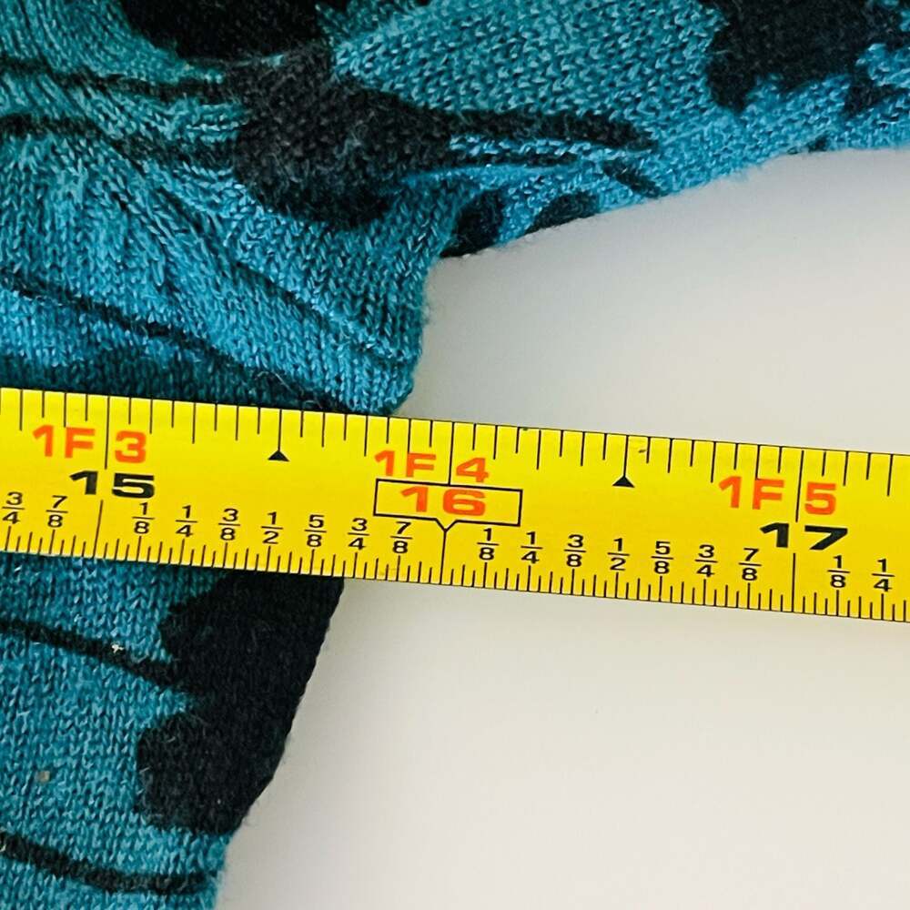 Garnet Hill Teal Blue Floral Botanical Print Button-Front Cardigan Sweater XS