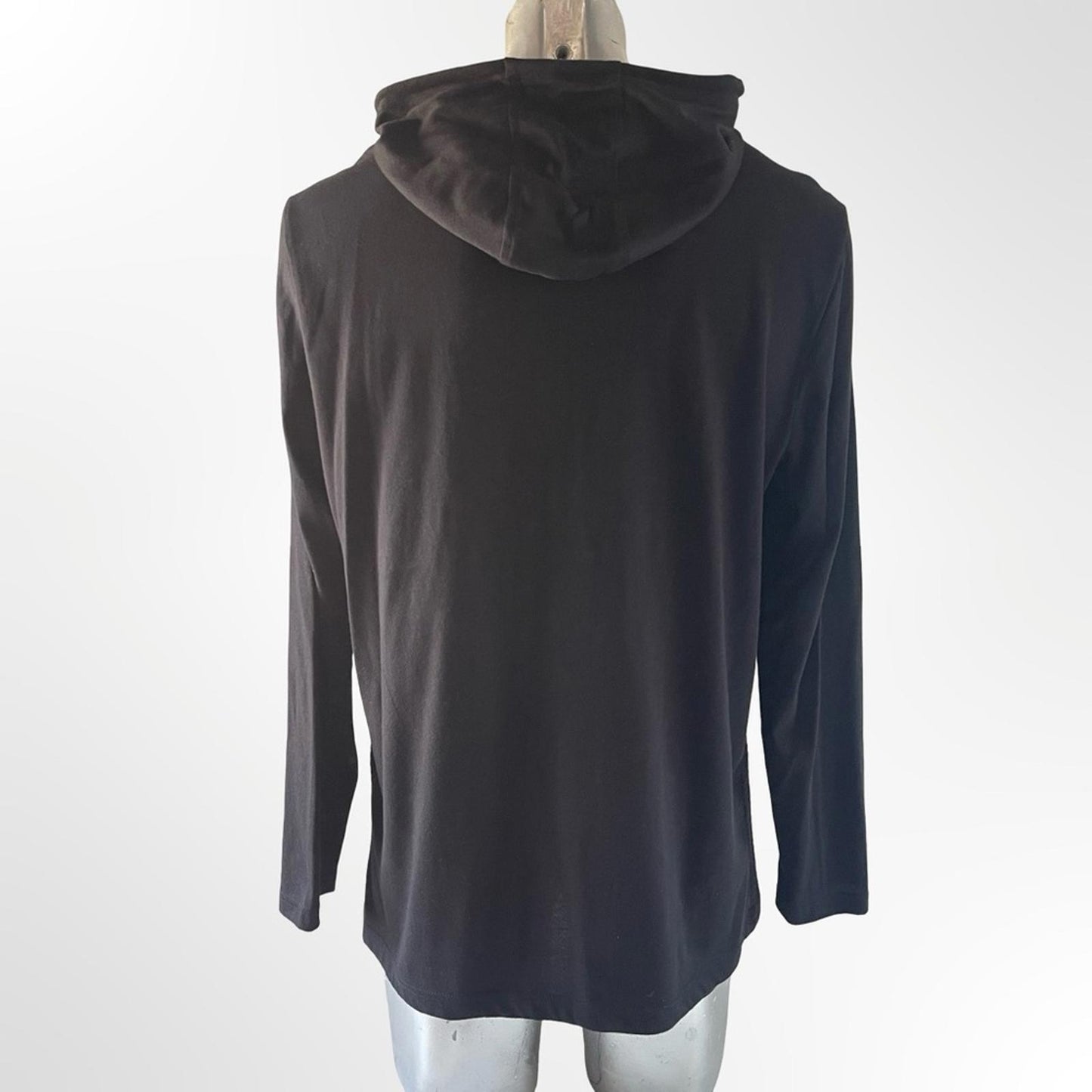 NWOT INC Black Hooded Long Sleeve Top in size L