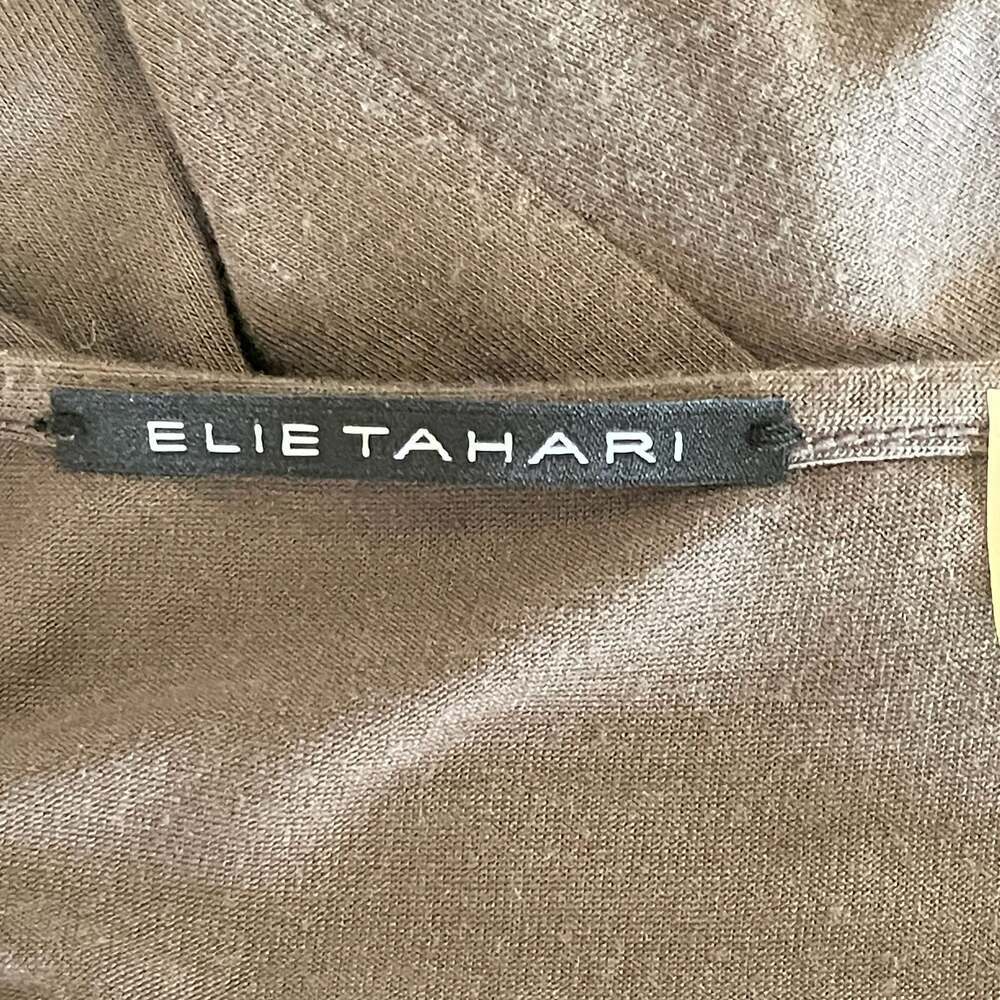 Elie Tahari Sleeveless Draped Front V-Neck Brown Tank Top