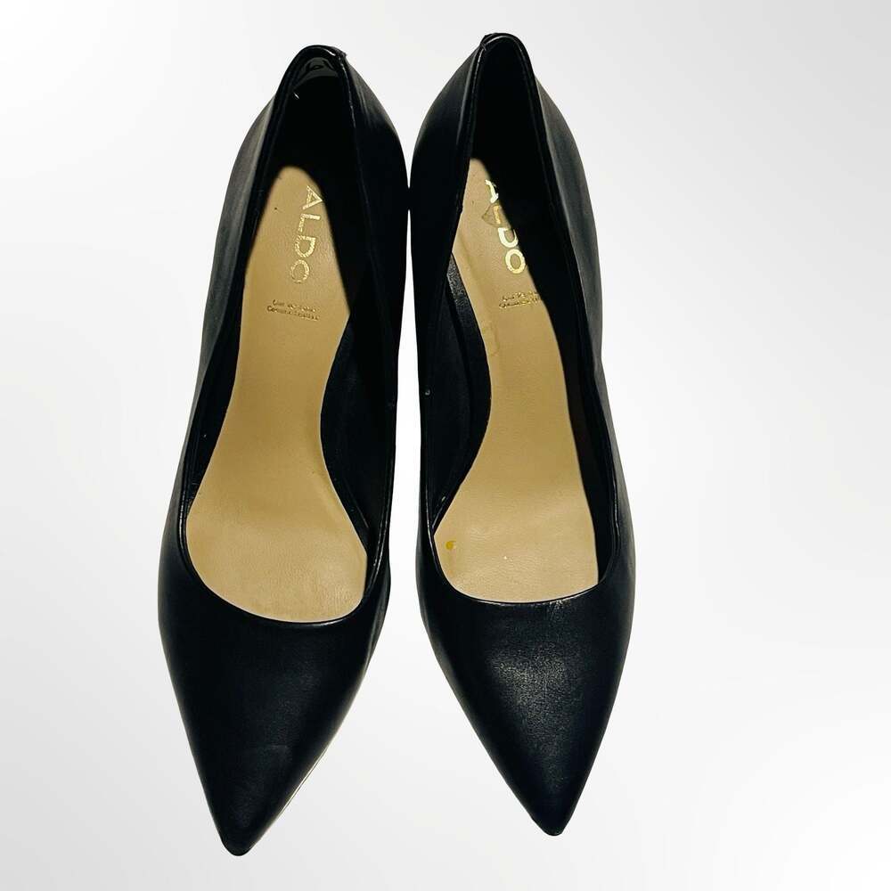 ALDO Black Leather Pointed-Toe Stiletto Pumps