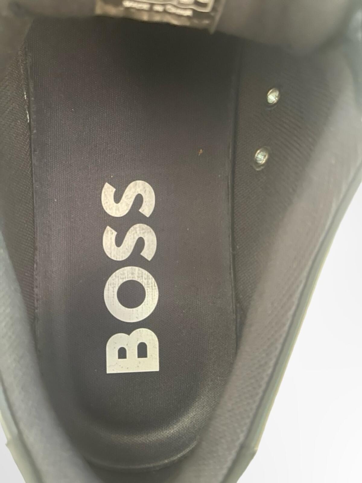 Boss dark navy Leather Low-Top Sneakers in size 9.5