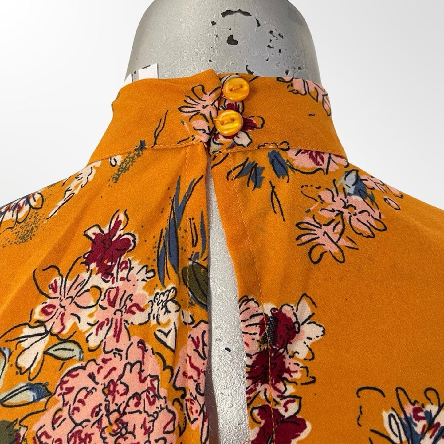 Live 4 Truth Mustard Floral Choker V-Neck Crop Blouse